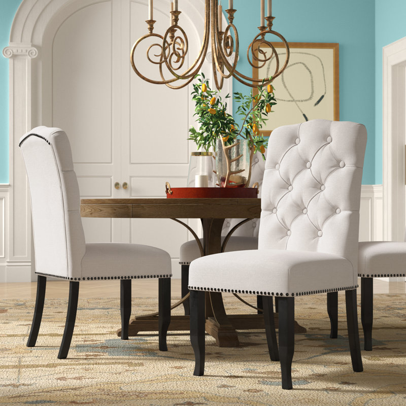 Chesson 19.25'' H Tufted Upholstered Side Chair, Beige
