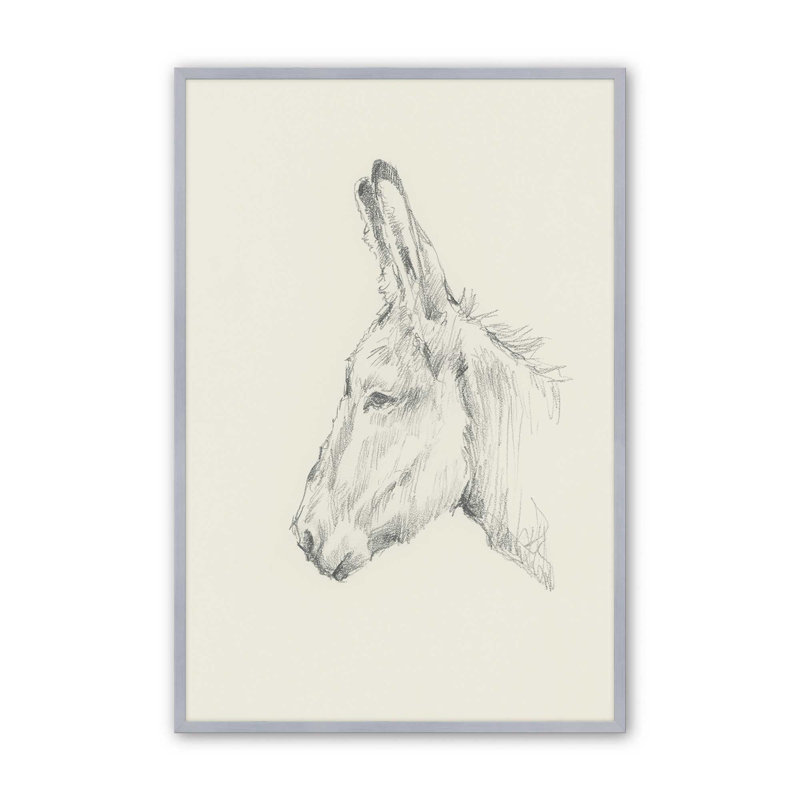 «Donkey Study II» par Ethan Harper, reproduction d'art sur toile, Impression sur cadre ouvert sans papier mat, Argent argent