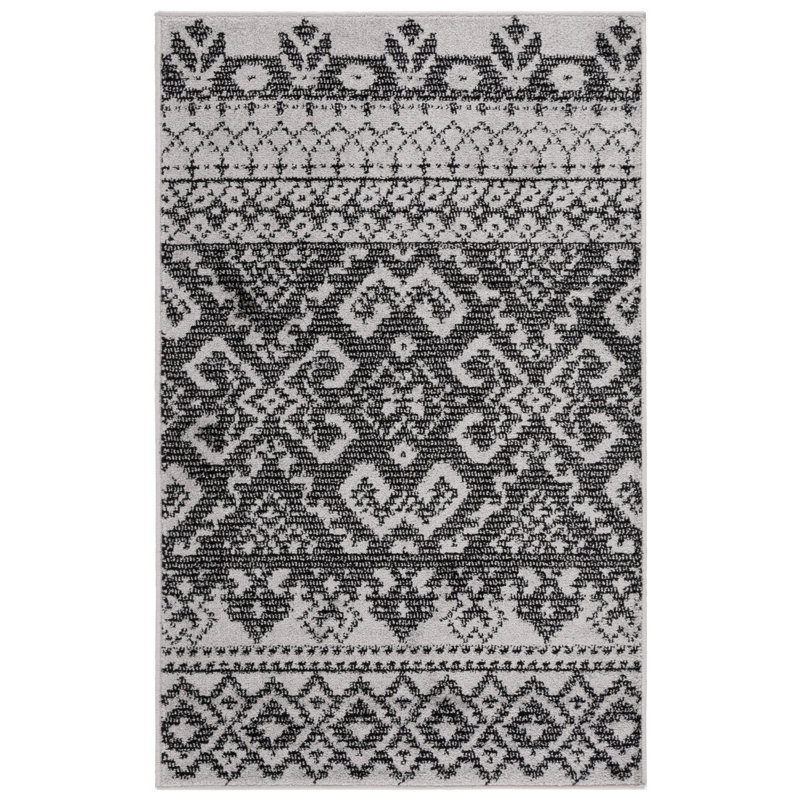 Tapis argenté / noir Nicarla, Rectangulaire 3 pi x 5 pi