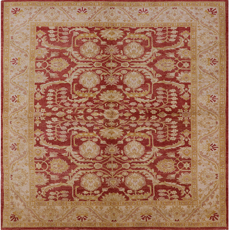 Tapis oriental beige / rouge Rathulf, Carré 6 pi