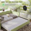 Lit de jour rembourré en lin et en vichy avec couchette, port de charge USB et conception en forme de vague-1907691663