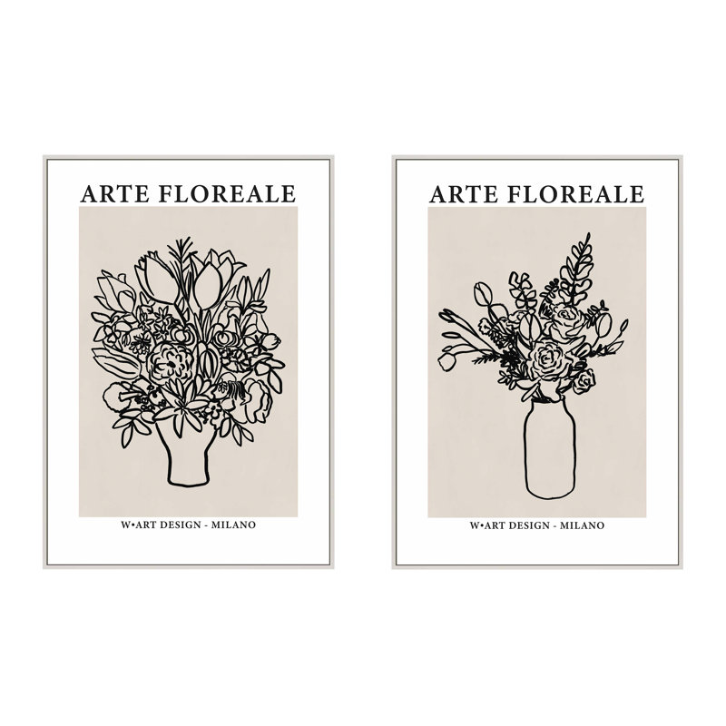 Biella «Arte Floreale» par Romina Gadler, ensemble de 2 pièces, Toile avec encadrement blanc, H 20 po x l 14 po