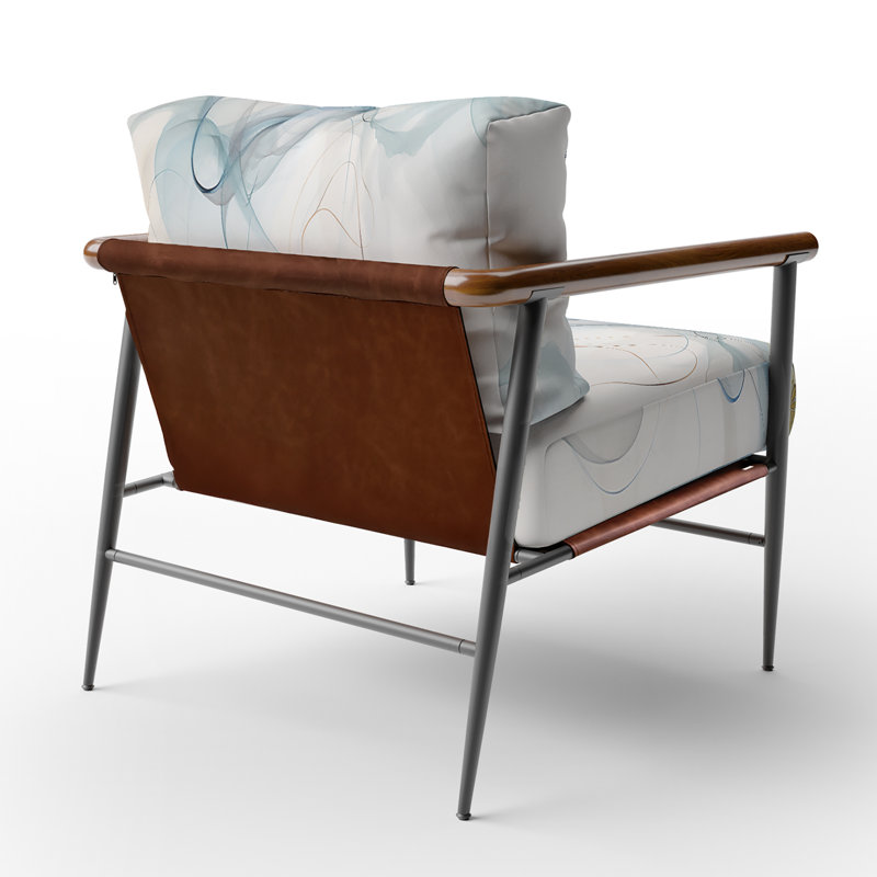 Fauteuil d'appoint décoratif en velours blanc et gris, Noir