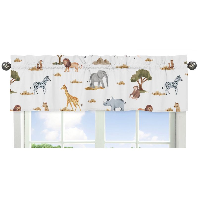 Tailored 54" Window Valance in White/Brown/Blue