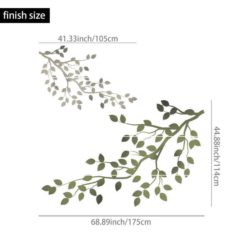 Adhésifs décoratifs à branches d'orme vert printemps