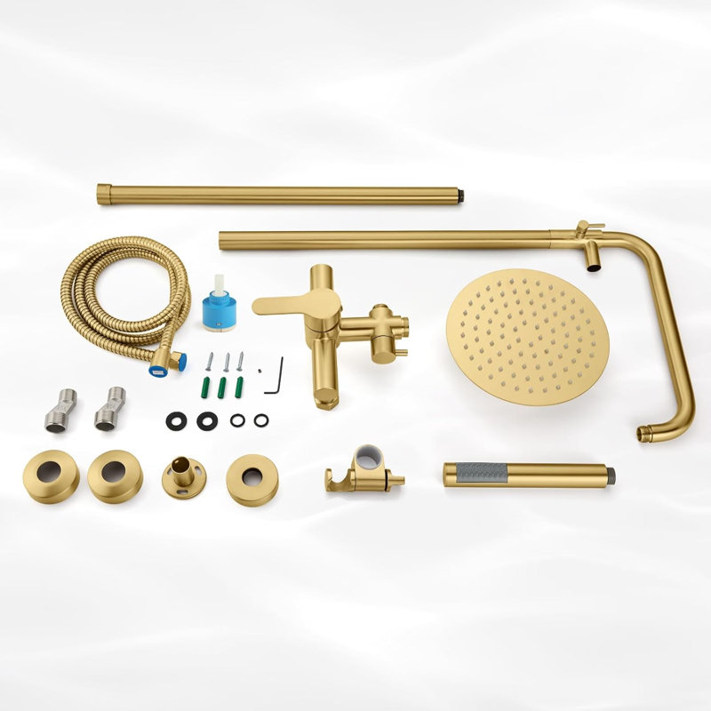 Outdoor Shower System with 8'' Rain Shower Head and Handheld Spray, SUS304 Stainless Steel Wall Mounted Dual Function Shower Fixture