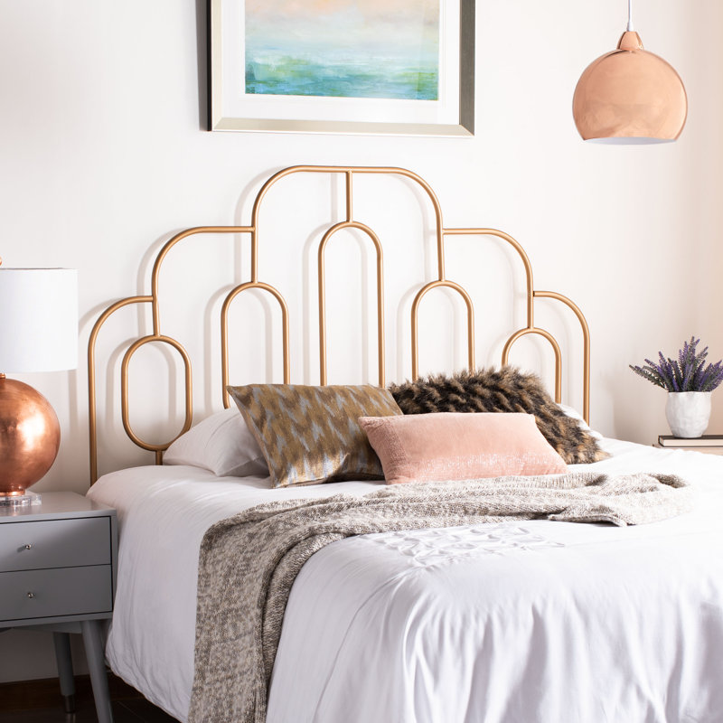 Magdeline Metal Headboard, Full, Gold