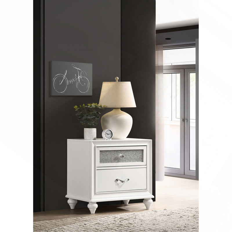 Barzini 2-Drawer Nightstand White