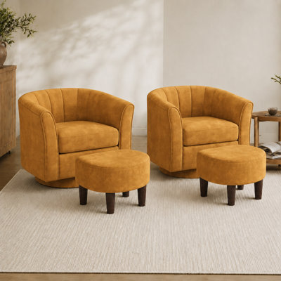  Fauteuil demi-tonneau pivotant avec repose-pieds 31,6 po Torince (ensemble de 2)