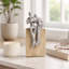 Figurine décorative sur base en bois pour décoration intérieure - Sculpture moderne pour console ou décoration de salon - 10 po, brun et argent