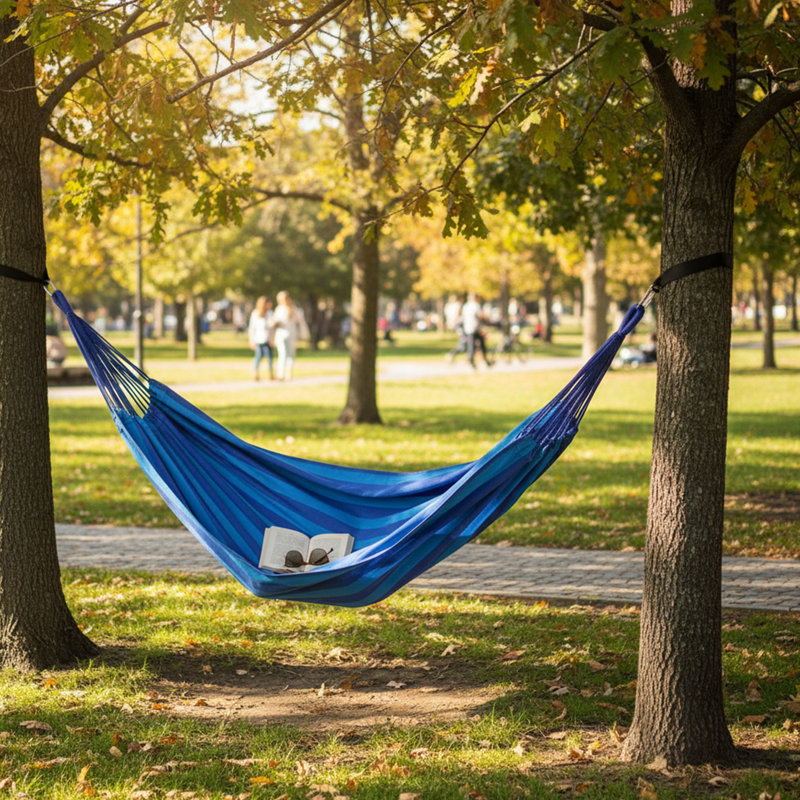 Premium Single Cotton Hammock for Patio, Garden, & Indoor Comfort