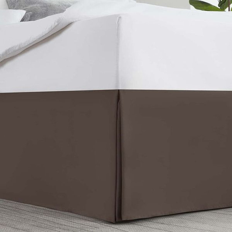 Jupe de lit plissée de luxe de 14 po, Chocolat, Très grand