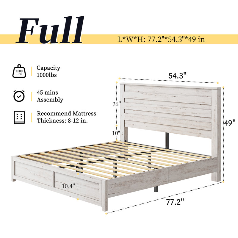 Lit plateforme Marro, Double, Blanc