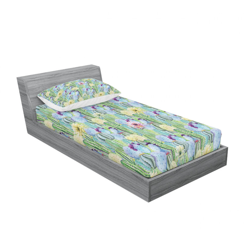 Microfiber Sheet Set, Twin Sheet Set with 1 Pillowcase, Blue/Green Floral 2