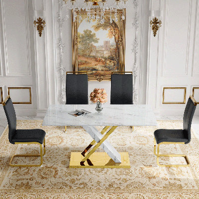  Ensemble de table de salle à manger en marbre Marble