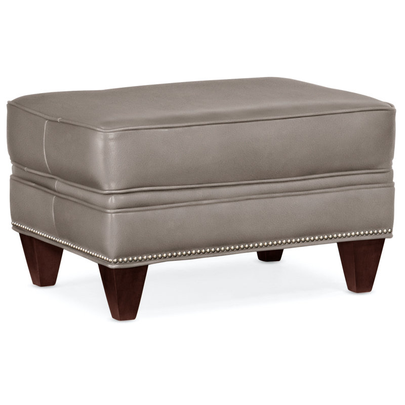 Reddish Ottoman, Nickel, Mahogany, Rio Mineral Genuine Leather
