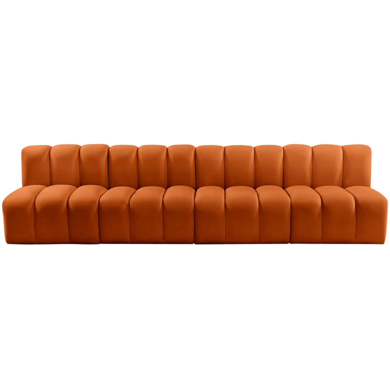 Kirchoffer Upholstered Sectional Reversible, Cognac Velvet