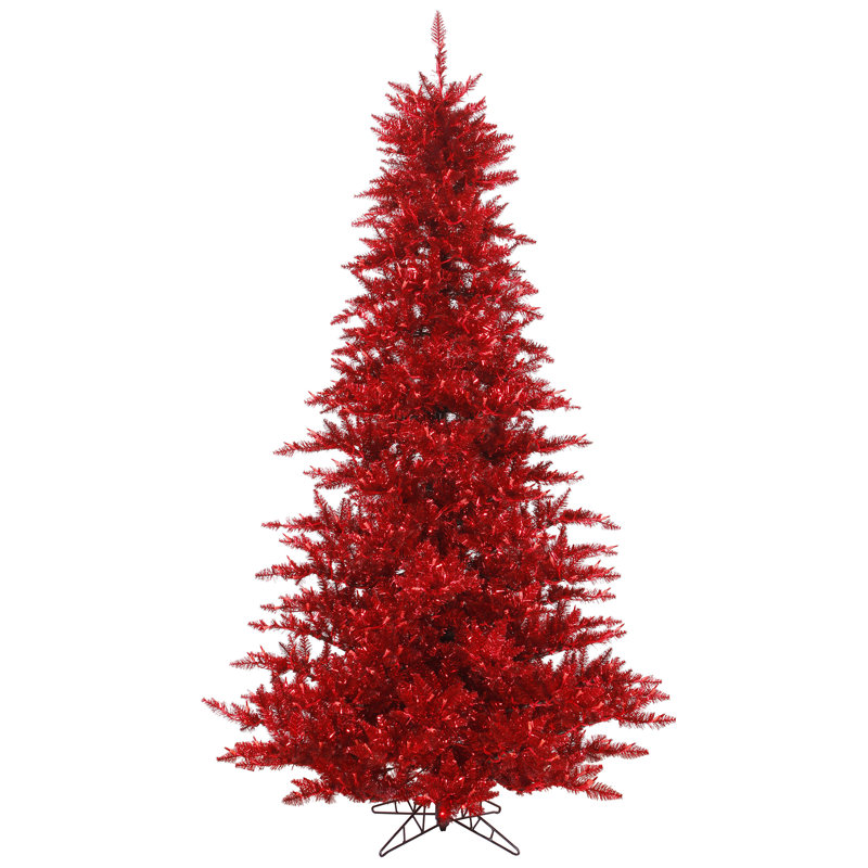 Arbre de Noël artificiel rouge Tinsel, H 4,5 pi