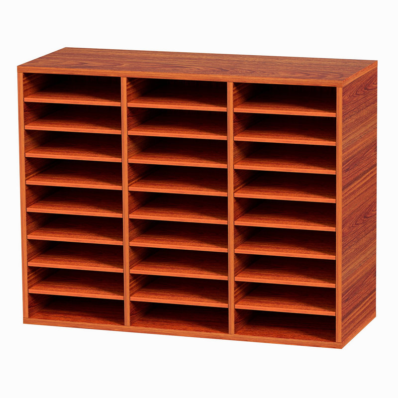 Organisateur de documents, boîte aux lettres de bureau à 24 compartiments avec tablettes réglables, trieur de boîtes aux lettres en bois, panneau de fibres à densité moyenne, rangement pour les dossiers, documents, papiers, etc.