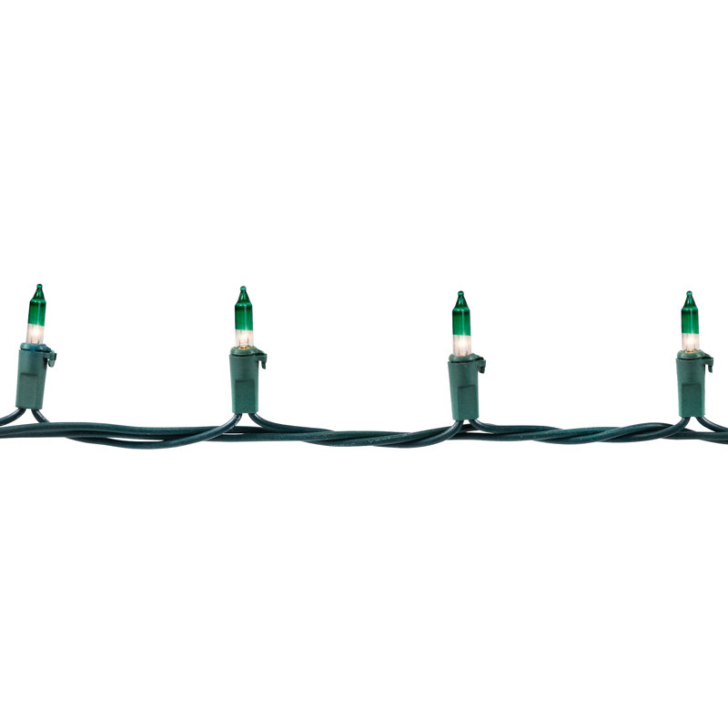 Mini Christmas Light Set - Green Wire, Clear/Green, 258"