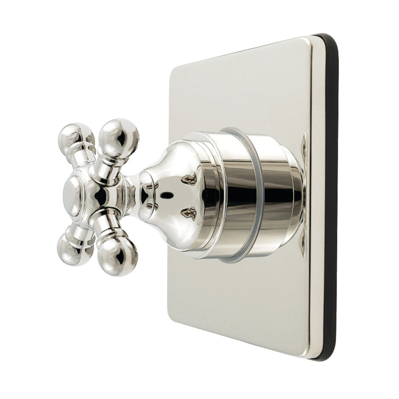 Kingston Brass Restoration Single-Handle Wall Mount Six-Way Diverter Valve with Trim Kit, Polished Nickel
