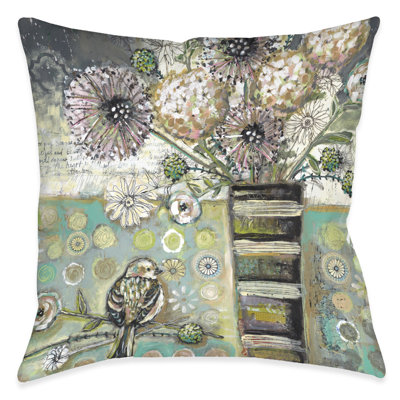 Bird And Bouquet Floral Throw Pillow