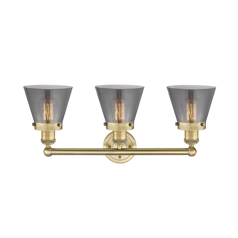 Annamary 3 - Light Dimmable Vanity Light, Plated Smoke, Brushed Brass