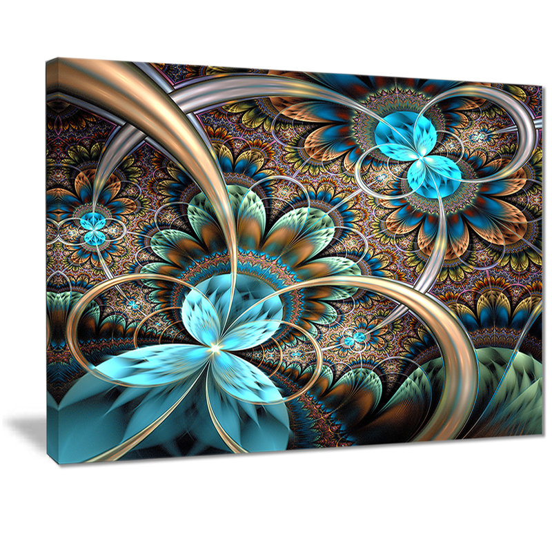 « light blue fractal fleur », impression, H 20 po x l 20 po x P 1 po, H 36 po x l 46 po x p 1,5 po