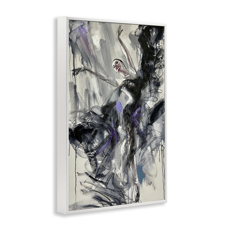 Abstract Elegance Dancer Framed Giclee, design by Lucille Lee, 24" H x 16" W, Coastal White Framed Giclee