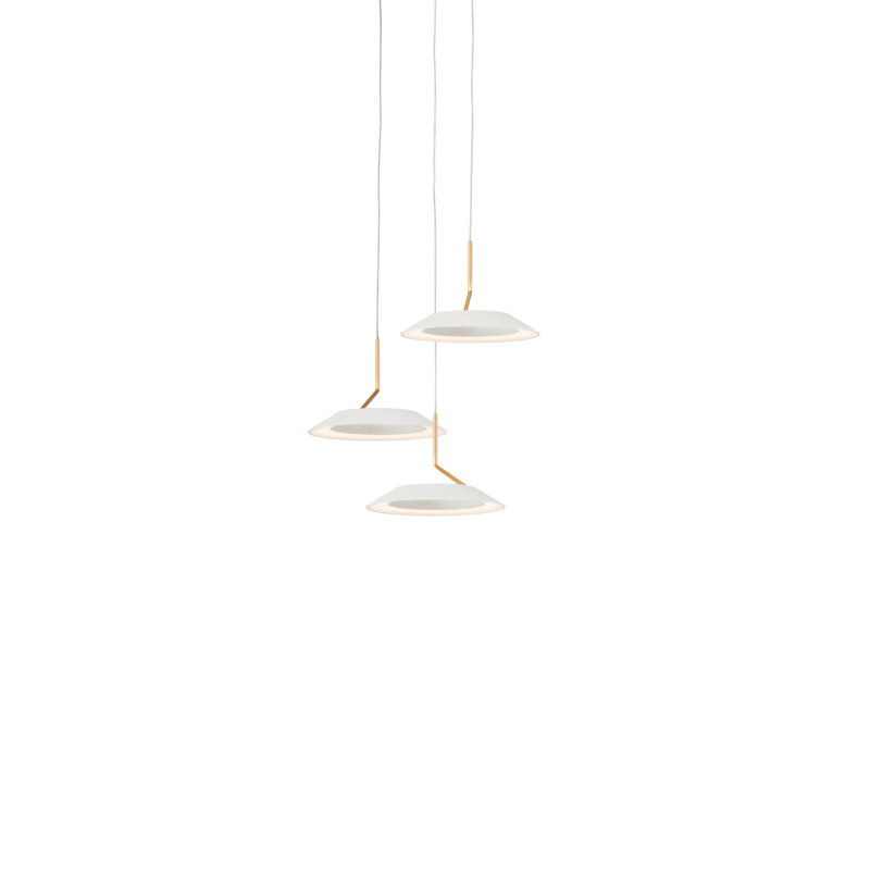 Matte White and Gold 3-Light LED Cluster Pendant