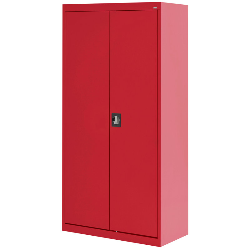 Steel Single Storage Cabinet ( H x W x D), 72" H x 36" W  x  24" D, Red