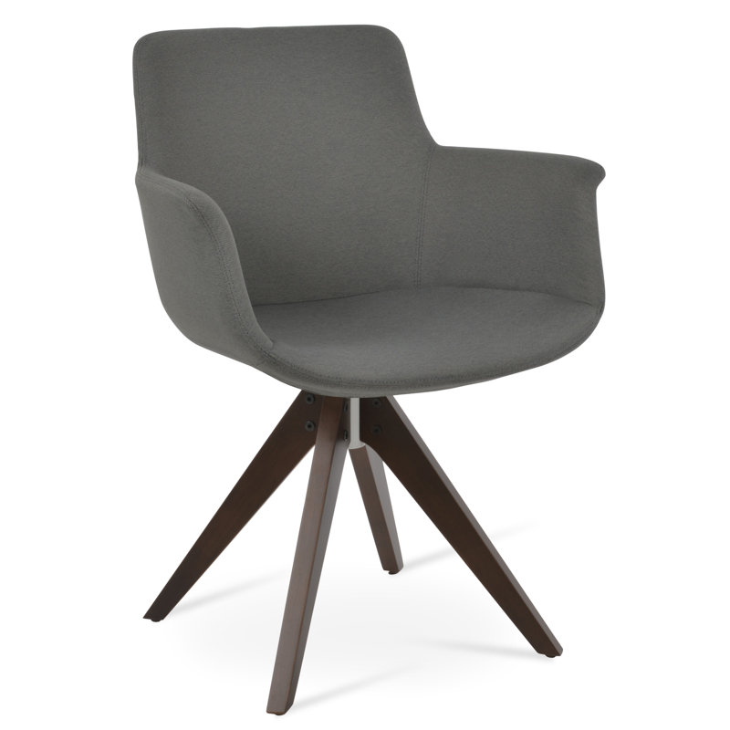 Fauteuil Bottega, Gris foncé, Noyer