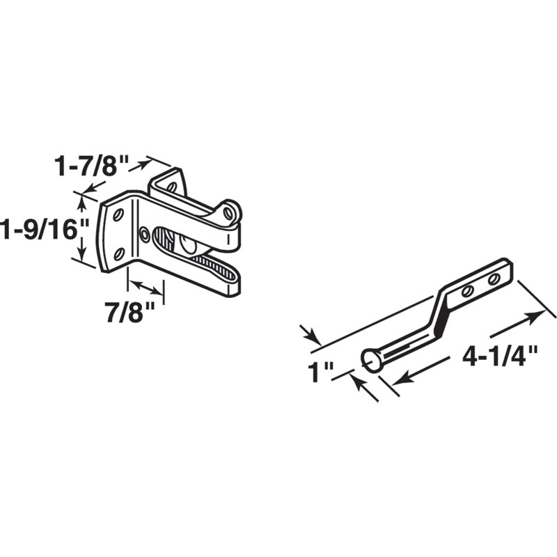 Ensemble de loquet et gâche de porte Prime-Line, acier 1-7 / 8 po x 1-9 / 16 po (paquet simple), Zinc