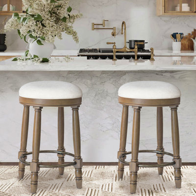 Ensemble de tabourets de bar 2, tabouret de bar pivotant à 360 ° en bois à hauteur de comptoir de 26 po avec siège rembourré en tissu, décoration élégante pour la cuisine, la salle à manger et le salon