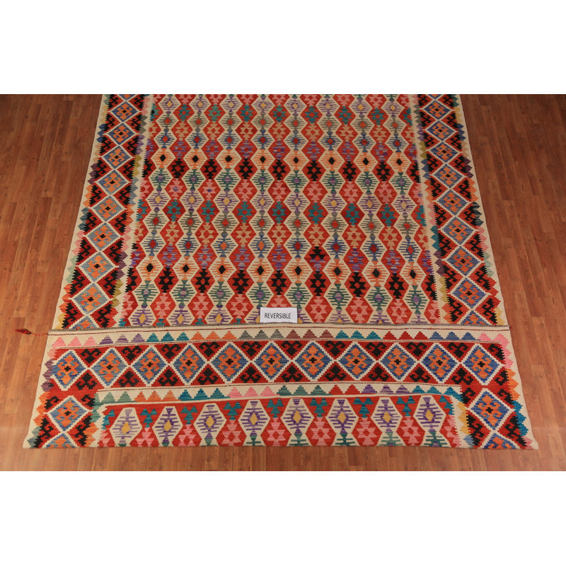 Tapis oriental kilim en laine à tissage plat 10 x 16
