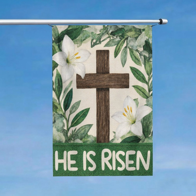 Drapeau He He Risen Cross, 70 x 47, pour décoration saisonnière
