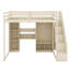 Lit mezzanine peu encombrant avec coiffeuse, miroir, escalier de rangement, armoires et éclairage et alimentation intégrés-655967512