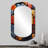 Mystical aura stone for spa - Spiritual Stone Asymmetrical Decorative Mirror, Traditional Cylinder Wall Mirror, Printed Metal Art-2058731345
