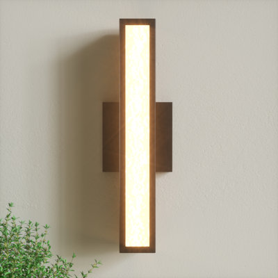 1 - Light 15.4"H Dimmable LED Black Iron Water Crystal Outdoor Wall Light