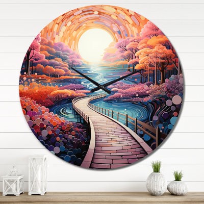 Horloge murale pointillisme orange