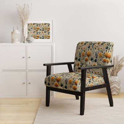 Botanical Nomad Boho Pattern - Upholstered Bohemian Arm Chair, Green Accent Chair