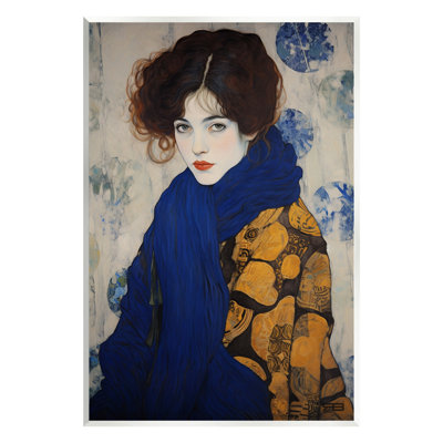 «Chic Woman Blue Scarf», art mural sur bois par RB