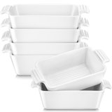 Malacasa Porcelain Ramekins For Baking,6.5oz Mini White Ramekins Dishes,rectangular Souffle Dishes Ramekins Brulee Baking Dishes With Double Handle,set Of 6