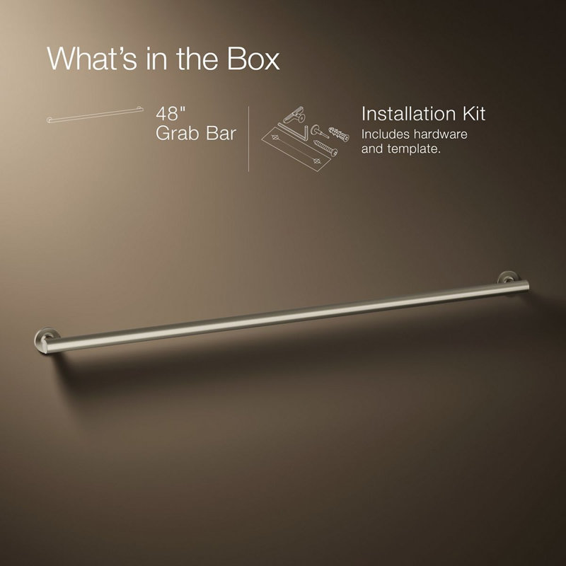 Purist Grab Bar, Brushed Stainless, 48"W