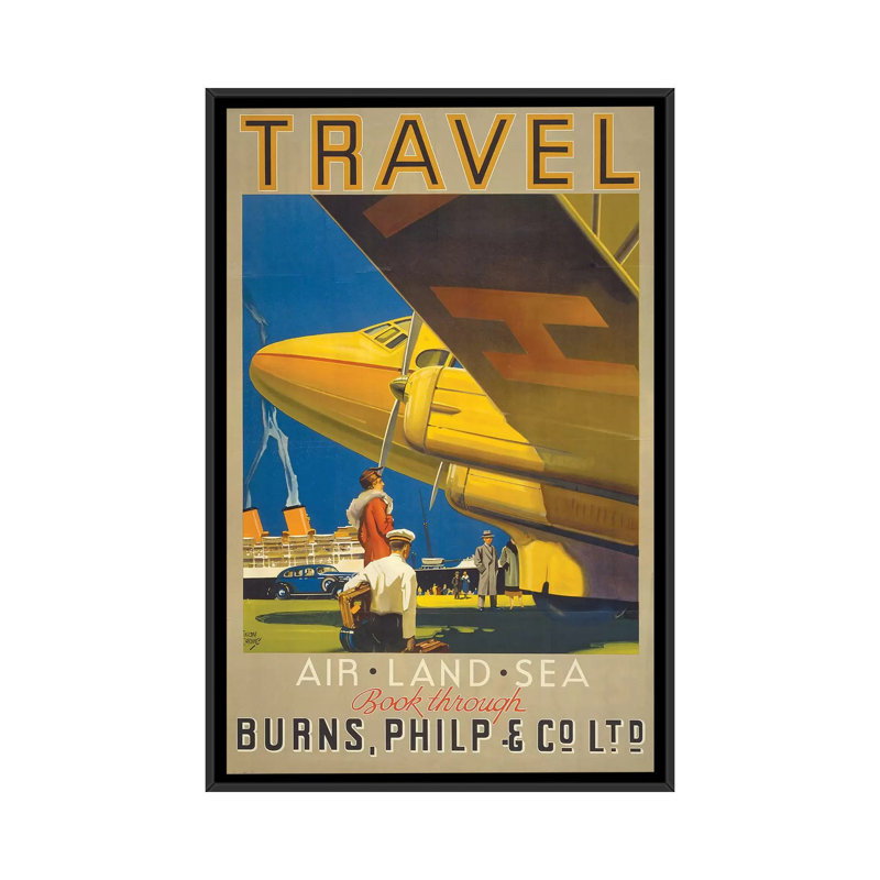 «Art Travel», reproduction d'impression sur toile, H 26 po x l 18 po x P 1,5 po, Toile avec cadre noir, Pas de tapis