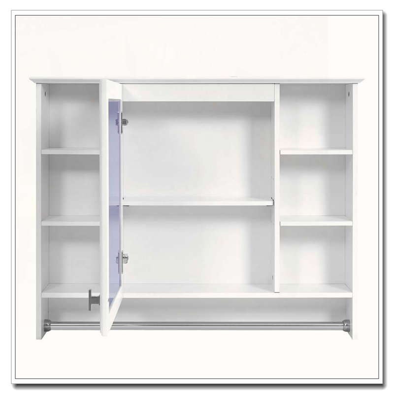 Armoire à pharmacie à miroir réglable 3-en-1 avec fermeture en douceur, Blanc