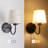 Iknoor Dimmable Rustic Black Bath Sconce Wall Light with Linen Beige Fabric Lampshade for Toilet, Hallway, Staircase, Living Room, Bathroom Dining Room-786583240