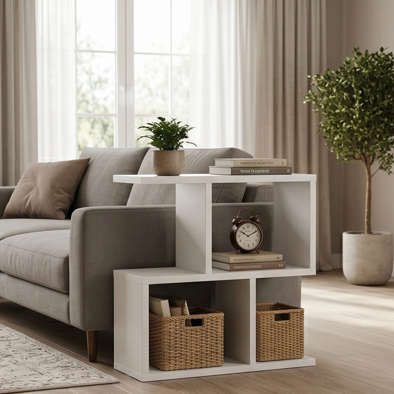 End Table, White Wood
