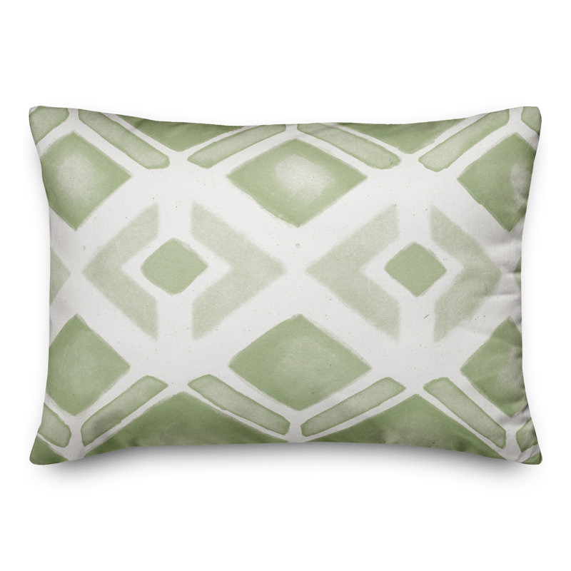 Geometric Outdoor Reversible Throw Pillow, Green