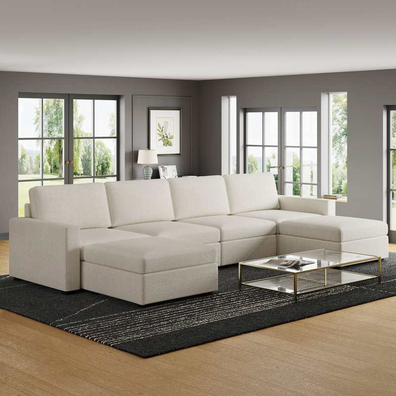 Canapé modulaire en U, Chenille beige